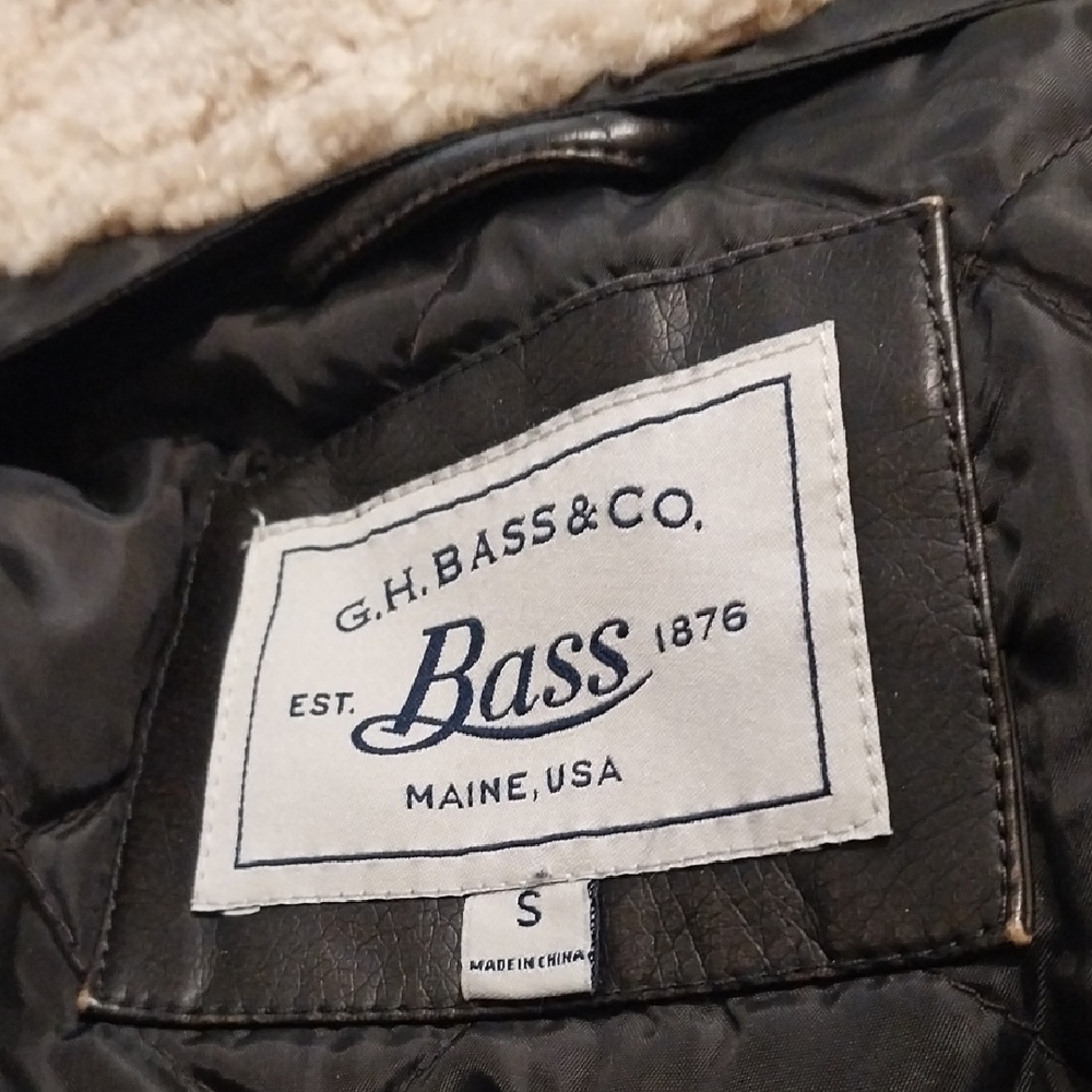 Bass Dark Brown Faux Leather Aviator Jacket with Sherpa Collar - Picture 2 of 2